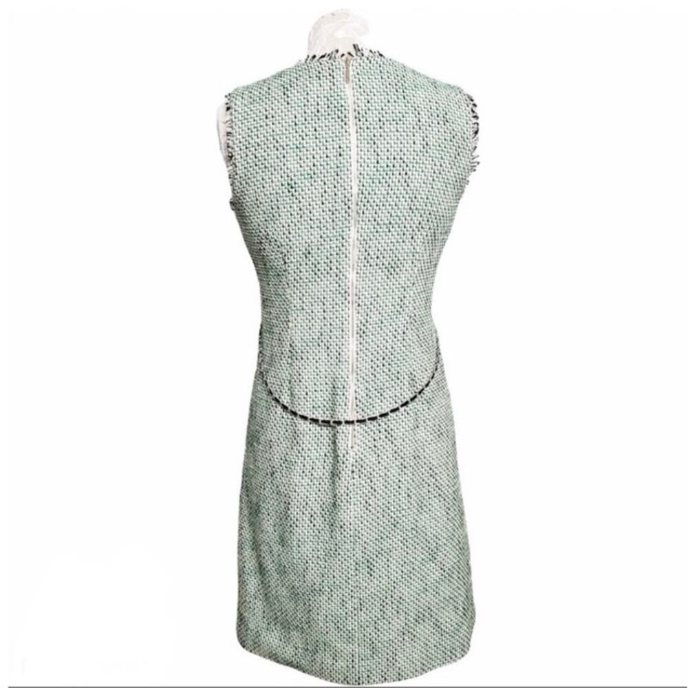 Karl Lagerfeld Green Tweed Fringe Sheath Dress Sz 12 - Picture 4 of 16